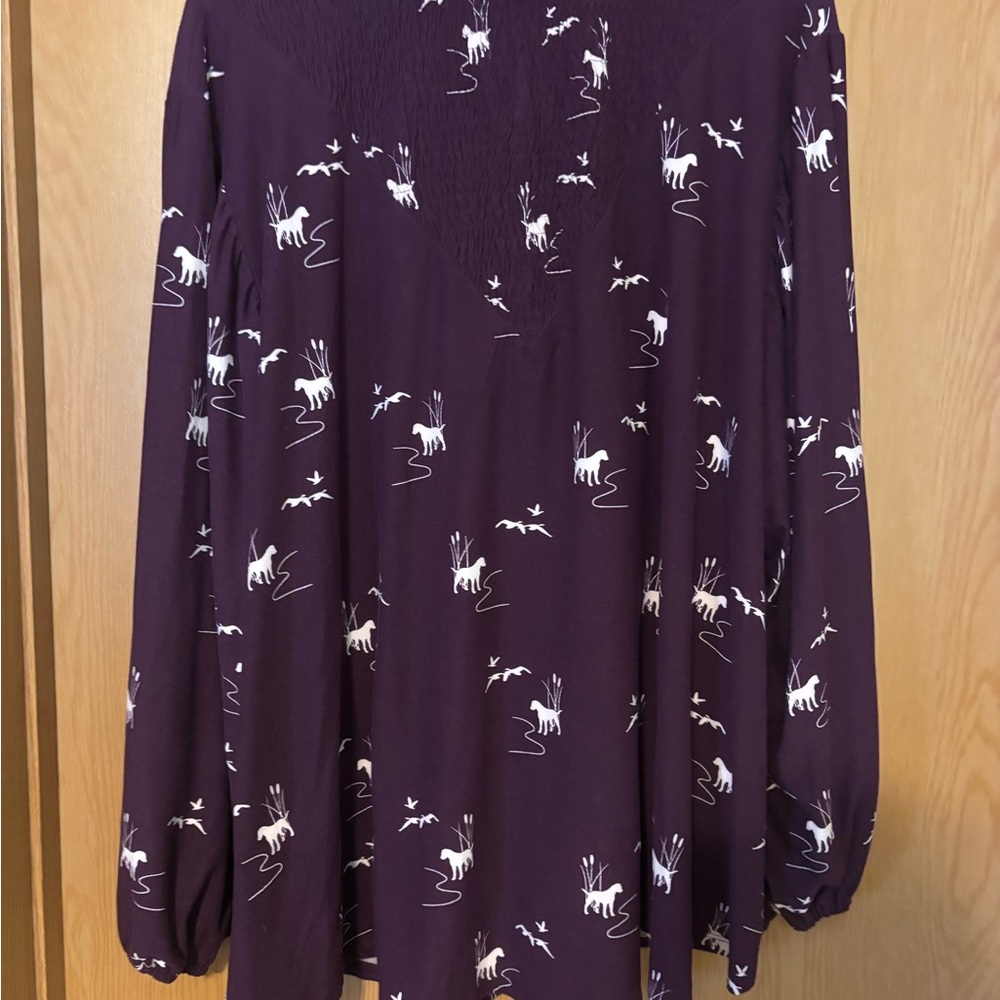 Purple Women's Top with Animal Print
